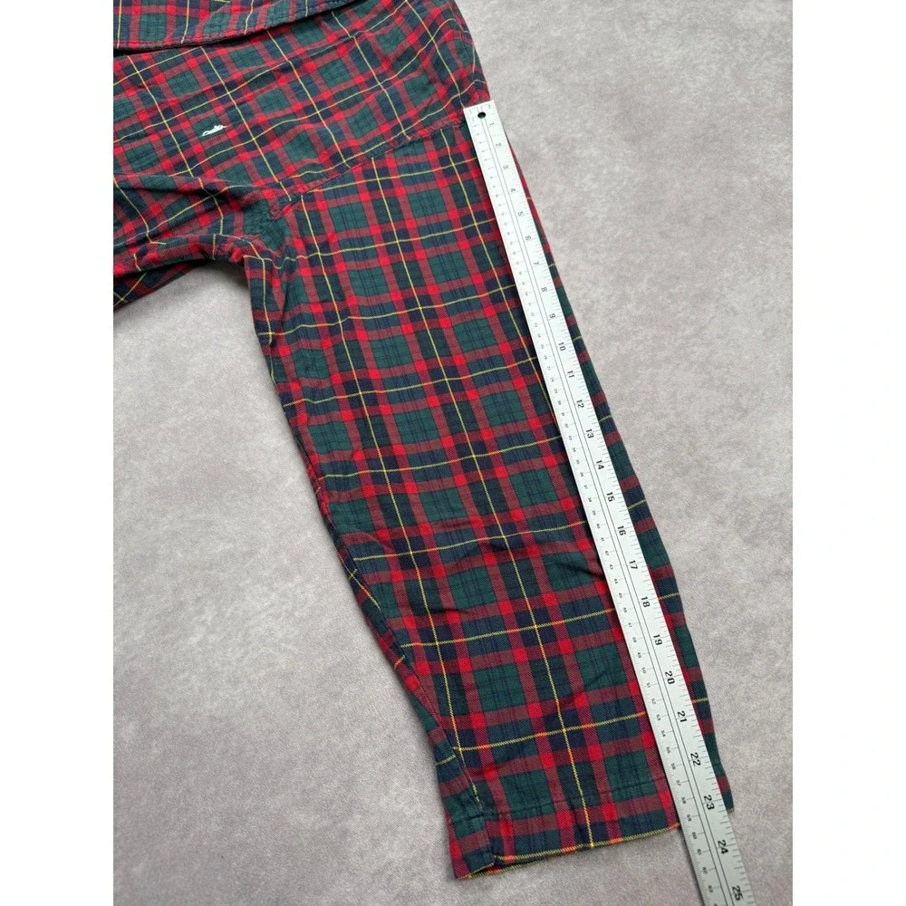 VTG Polo Ralph Lauren Mens L/XL Plaid Robe Red Green Cotton Shawl Collar Lounge